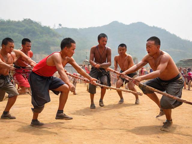 九游体育网站_ 乡村传统拔河比赛，传承民族体育文化，传统体育项目拔河